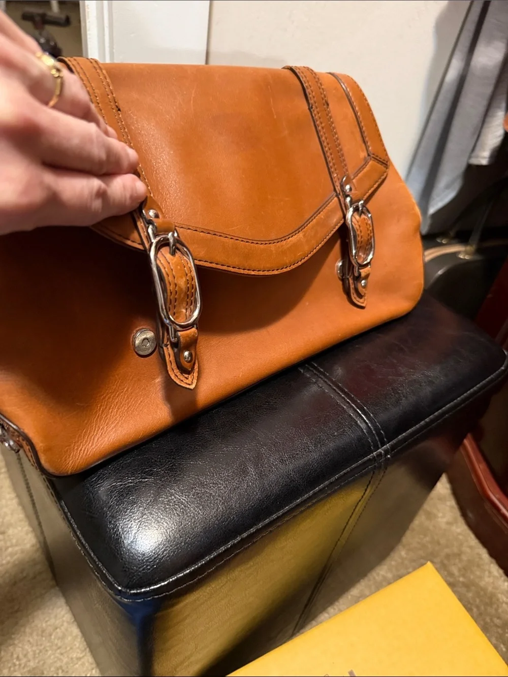 COLE HAAN Structured Shoulder Satchel
